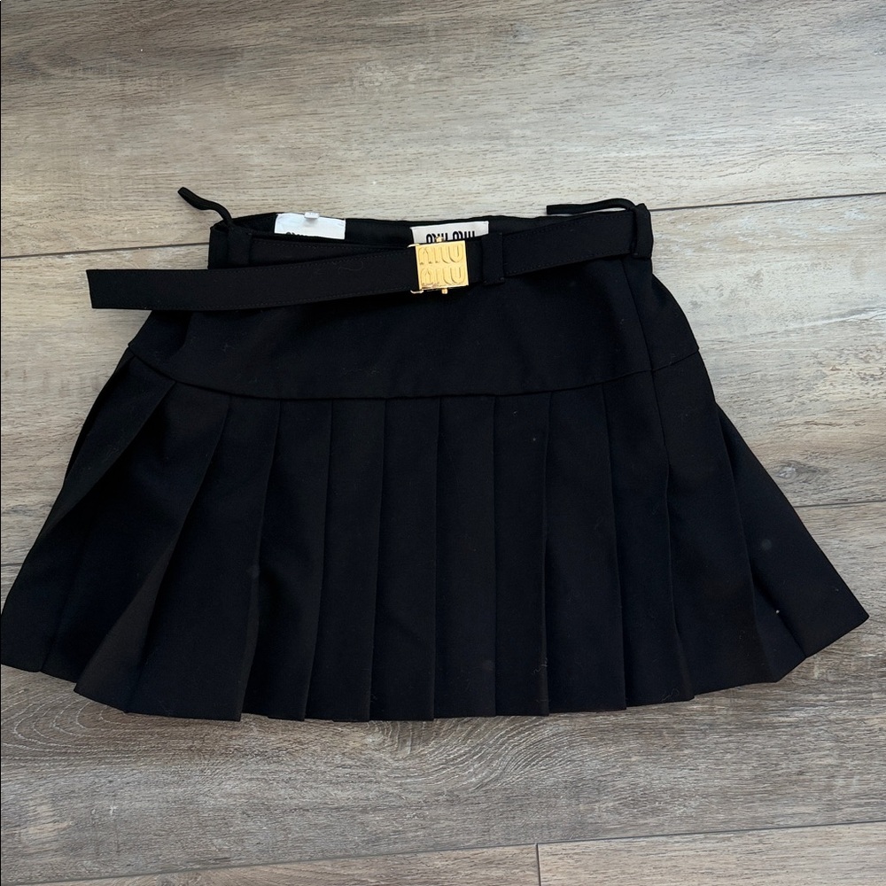 Miu Miu Black Mini Skirt with Belt